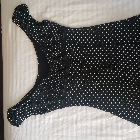 Polka-dot dress / black&white/ size S/M stretch confortable - Picture 5 of 7